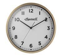 Ingersoll Analogue Wall Clock, Easy To Read, 30cm Diameter in Gold colour case with White Dial
