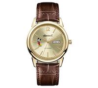 Ingersoll Disney Men's Automatic Watch with Gold Dial Analogue Display and Brown Leather Strap ID00202