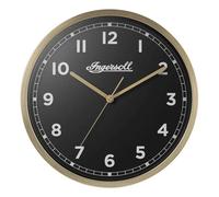 Ingersoll Analogue Wall Clock, Easy To Read, 30cm Diameter in Gold colour case with Black Dial