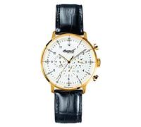 Ingersoll Men's Automatic Watch with White Dial Chronograph Display and Black Leather Strap IN2816GWH