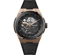 Ingersoll The Springfield Mens 48mm Automatic Watch with Black Skeleton Dial and Black PU/Alcantra Strap I15202