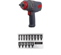 Ingersoll-Rand 2236QTIMAX DXS2 1/2" Air Impact Wrench, 1500 ft-lb, Titanium Hammercase, Friction Ring Retainer with 14-Piece DXS2 Drive Hex Deep SAE Imperial Impact Socket Set, Chrome-Molybdenum Steel