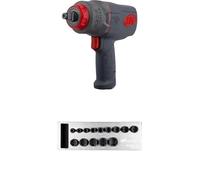 Ingersoll-Rand 2236QTIMAX DXS2 1/2" Air Impact Wrench, 1500 ft-lb, Titanium Hammercase, Friction Ring Retainer with DXS2 Drive Hex SAE Imperial Impact Socket Set, 14-Piece, Chrome-Molybdenum Steel