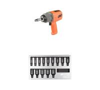 Ingersoll-Rand 2236QTIMAX-O DXS2 1/2" Air Impact Wrench, Quiet, 1500 ft-lb Torque, Titanium Hammercase, Orange with 14-Piece DXS2 Drive Hex Deep SAE Imperial Impact Socket Set, Chrome-Molybdenum Steel