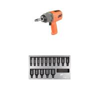Ingersoll-Rand 2236QTIMAX-O DXS2 1/2" Air Impact Wrench, Quiet, 1500 ft-lb Torque, Titanium Hammercase, Orange with DXS2 Deep Metric Impact Socket Set, 15-Piece, Chrome-Molybdenum Steel, Hex Drive