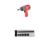 Ingersoll-Rand 2236QTIMAX-R DXS2 1/2" Air Impact Wrench, Quiet, 1500 ft-lb Torque, Titanium Hammercase, Red with DXS2 Drive Hex Metric Impact Socket Set, 15-Piece, Chrome-Molybdenum Steel