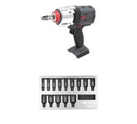 Ingersoll-Rand W7153 DXS2 1/2" 20V Cordless Impact Wrench, 1600 ft-lb, Friction Ring, Bare Tool with 14-Piece DXS2 Drive Hex Deep SAE Imperial Impact Socket Set, Chrome-Molybdenum Steel