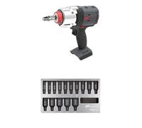 Ingersoll-Rand W7153 DXS2 1/2" 20V Cordless Impact Wrench, 1600 ft-lb, Friction Ring, Bare Tool with DXS2 Deep Metric Impact Socket Set, 15-Piece, Chrome-Molybdenum Steel, Hex Drive