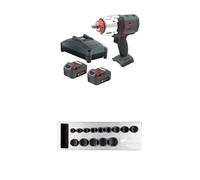 Ingersoll-Rand W7153-K22B-EU DXS2 1/2" 20V Cordless Impact Wrench 2 Battery Kit, 1600 ft-lb, Friction Ring with DXS2 Drive Hex SAE Imperial Impact Socket Set, 14-Piece, Chrome-Molybdenum Steel