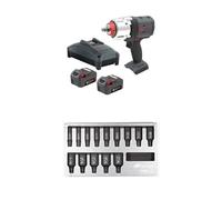 Ingersoll-Rand W7153-K22B-EU DXS2 1/2" 20V Cordless Impact Wrench 2 Battery Kit, 1600 ft-lb, Friction Ring with 14-Piece DXS2 Drive Hex Deep SAE Imperial Impact Socket Set, Chrome-Molybdenum Steel