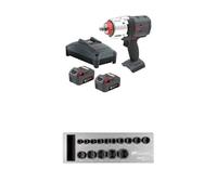 Ingersoll-Rand W7153-K22B-EU DXS2 1/2" 20V Cordless Impact Wrench 2 Battery Kit, 1600 ft-lb, Friction Ring with DXS2 Drive Hex Metric Impact Socket Set, 15-Piece, Chrome-Molybdenum Steel