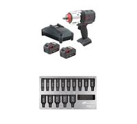 Ingersoll-Rand W7153-K22B-EU DXS2 1/2" 20V Cordless Impact Wrench 2 Battery Kit, 1600 ft-lb, Friction Ring with DXS2 Deep Metric Impact Socket Set, 15-Piece, Chrome-Molybdenum Steel, Hex Drive