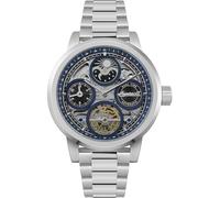 Ingersoll The Arc Mens 44mm Automatic Watch with Blue Skeleton Dial and Silver Stainless Steel Bracelet I16003