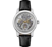 Ingersoll The Baldwin Mens 51mm Automatic Watch in Silver with Analogue Display, and Black Leather Strap I11002.
