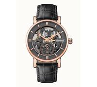 Ingersoll The Herald Mens Automatic Watch with a Skeleton Dial, Analogue Display and Black Leather Strap I00403B