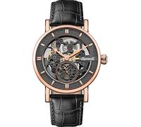 Ingersoll The Herald Mens Automatic Watch with a Skeleton Dial, Analogue Display and Black Leather Strap I00403B