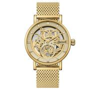 Ingersoll The Herald Mens 40mm Automatic Watch with Skeleton Dial and Gold Mesh Bracelet Strap