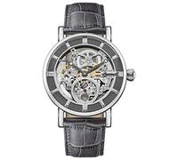 Ingersoll The Herald Mens Automatic Watch with a Skeleton Dial, Analogue Display and Grey Leather Strap I00402B