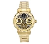 Ingersoll The Jazz Mens 42mm Automatic Moonphase Watch with Skeleton Dial and Gold Stainless Steel Bracelet Strap