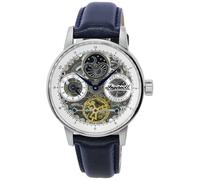 Ingersoll The Jazz Mens 42mm Automatic Moonphase Watch with Silver Skeleton Dial and Blue Genuine Leather Strap I07702