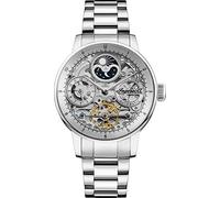 Ingersoll The Jazz Mens 42mm Automatic Moonphase Watch with Silver Skeleton Dial and Silver Stainless Steel Bracelet I07703