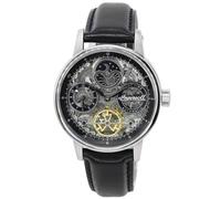Ingersoll The Jazz Mens 42mmm Automatic Moonphase Watch with Black Skeleton Dial and Black Genuine Leather Strap I07701