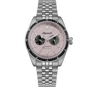 Ingersoll The Outlaw Mens 52mm Automatic Watch with Pink Dial and Silver Stainless Steel Bracelet I17201