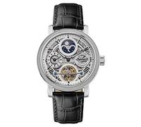 Ingersoll The Row Mens 45mm Automatic Moonphase Watch with Silver Skeleton Dial and Black Leather Strap I12401