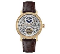 Ingersoll The Row Mens 45mm Automatic Moonphase Watch with Silver Skeleton Dial and Brown Leather Strap I12402