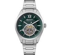 Ingersoll The Shelby Mens 44mm Automatic Watch with Green Open Heart Dial and Silver Stainless Steel Bracelet I10903B