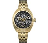 Ingersoll The Wrangler Mens 51mm Automatic Watch with Black Skeleton Dial and Gold Stainless Steel Bracelet I16902