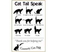 Cat Tail Speak Metal Tin Sign Indoor Cat Cage Hutch Home Pet Shop Wall Decor Gifts For Cat Lovers Wall Decorations Outdoor Toys Wall Decor Gift For Women Men 8x6 Inch