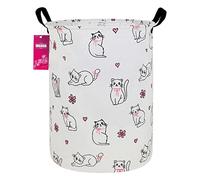 INGHUA Laundry Hamper Large Canvas Fabric Lightweight Storage Basket/Toy Organizer/Dirty Clothes Collapsible Waterproof for College Dorms, Boys and Girls Bedroom,Bathroom(Love cat)