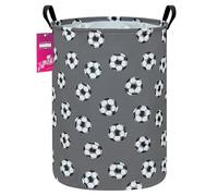 INGHUA Laundry Hamper Large Canvas Fabric Lightweight Storage Basket/Toy Organizer/Dirty Clothes Collapsible Waterproof for College Dorms, Boys and Girls Bedroom,Bathroom(grey football)