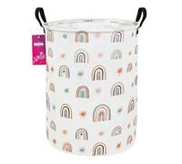 INGHUA Laundry Hamper Large Canvas Fabric Lightweight Storage Basket/Toy Organizer/Dirty Clothes Collapsible Waterproof for College Dorms, Boys and Girls Bedroom,Bathroom(Star Rainbow)
