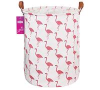 INGHUA Laundry Hamper Large Canvas Fabric Lightweight Storage Basket/Toy Organizer/Dirty Clothes Collapsible Waterproof for College Dorms, Boys and Girls Bedroom,Bathroom(Flamingos)