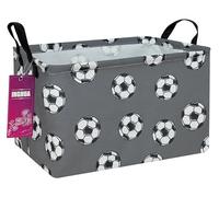 INGHUA Rectangular Storage Basket Fabric Organizer Bin for Toys,Books,Clothes,Gifts,Pets-Perfect for Home,Office,Nursery,Dorm,Shelf(Rec-grey football )