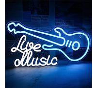 INGKE Neon Sign Guitar Rock, Music Rock LED Neon Light Sign, Guitar Shape Music Neon Art Decor, Dimmable Switch, 30x20cm (11.8x7.9in), Acrylic