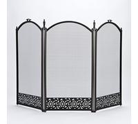 Inglenook 3 Fold Fireguard with Filigree - All Black