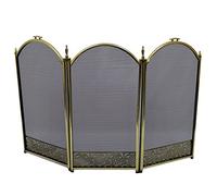 Inglenook Fireside 3 Panel FIRE Screen/Fireplace Spark Guard Brass 25"