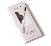 INGLOT Brow Essentials Makeup Set Brown 12.5 g | Shapes and fills brows for a natural, defined look; fragrance-free, alcohol-free; suits all skin types