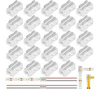 ingoodtle 24Pcs 8-in-1 2Pin 8mm LED Strip Connectors Solderless COB Led Light Strip Connectors, Strip to Wire Quick Connection for 0-36V COB/SMD LED Strips Lights and 20-22AWG Wire
