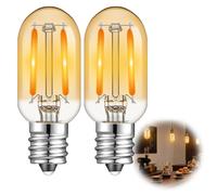 ingoodtle E14 LED Light Bulb,Warm White 1W Vintage Mini Tube Bulb Amber Glass Small Screw Filament Bulbs 2200K Night Light T22 SES Not Dimmable 10W Equivalent Tubular Bulbs AC220-240V,2 Pack