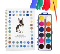 ingoodtle Watercolour Workbook with 12 Colours Paints and Animal Patterns