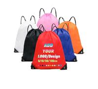 INGORINA Custom Drawstring Bags Backpack with Logo Customized Draw String Bags Personalized Promotional Items Bulk Set of 5/10/50/100 Pcs for Gym, Sports, Travel Red