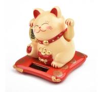 Ingot Bag Solar Powered Decoration for Home Office Car Decor and Novel Year Gifts Japanese Solar Wave Hand Lucky Cat with Gold and Nugget (Yellow)