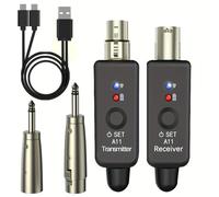 INGPARTNER A11 2.4GHz Wireless Microphone Transmitter Receiver 4 Channels Plug-on XLR Mic Adapter Wireless Mic System for Dynamic/Condenser Mics, Audio Mixer, DSLR Camera,PA System (1TX + 1RX)