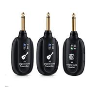 INGPARTNER A8-2 Wireless Guitar System UHF, 2 Modes, Rechargeable Lithium Battery, 30 m Range, Plug & Play for Guitar, Bass, Violin, Keyboard - Black