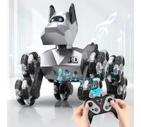 INGQU® Robot Dog Toy, 360°Rotate Remote Control Robot Dog with Dancing & Sound FX, Remote Control Cars RC Stunt Robotic Dogs with LED Eyes, Electronic Pet Toys Gifts for Boys Kids Age 3-5 6-7 8-12