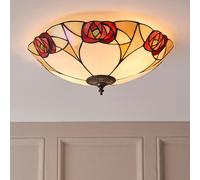 ingram 2 lights tiffany glass flush ceiling light in dark bronze